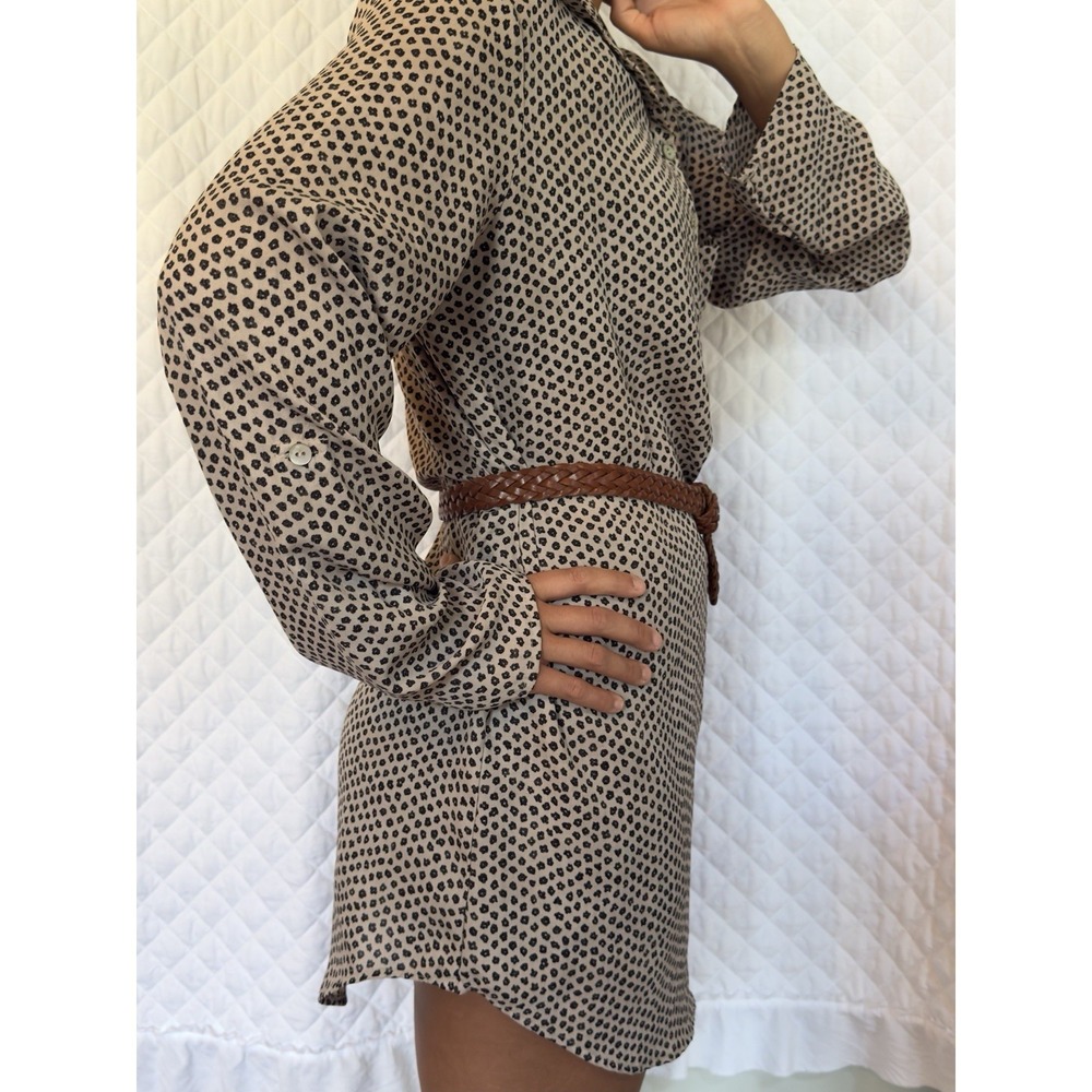 Chic Boutique About A Girl Los Angeles Taupe Black Abstract Floral Tunic Sz M